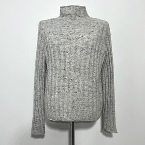 Madewell Wool Blend Long Sleeve Heather Gray Mock Neck Sweater Size L